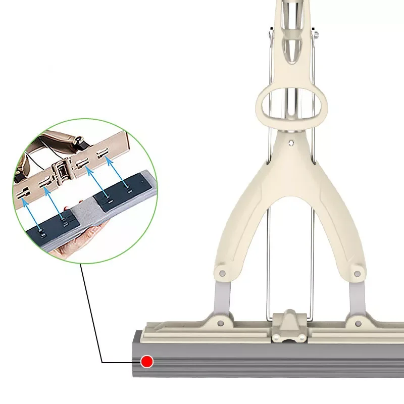

Sponge Mop Folding Type Household Floor Cleaning Tool Glue Cotton Mop Telescopic Stainless Steel Rod Hands-Free Washing Mop
