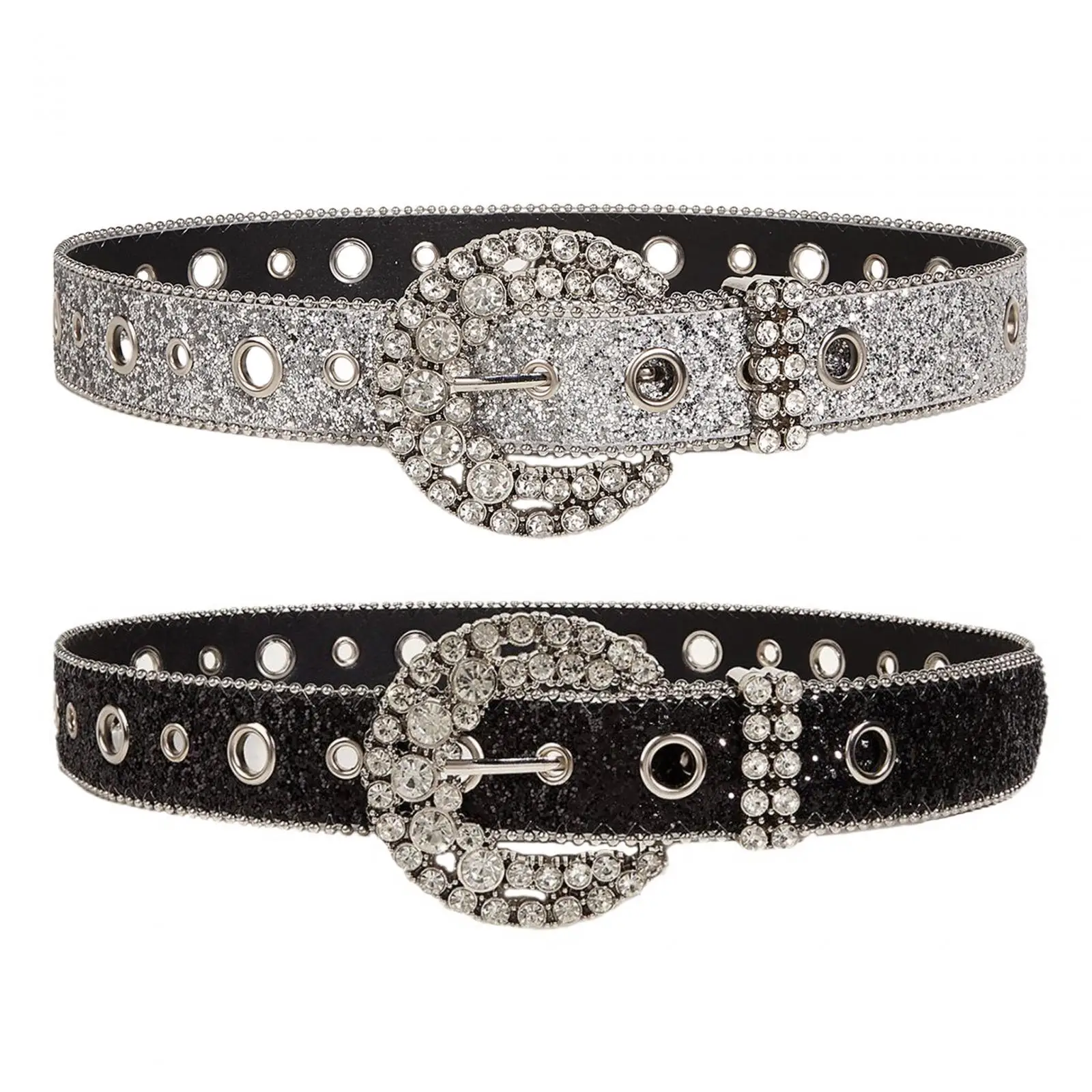 

Rhinestone Belt Prong Buckle Costume Accessories Adjustable for Women for Girls Waist Belt for Skirts Pants Dress Trousers Jeans