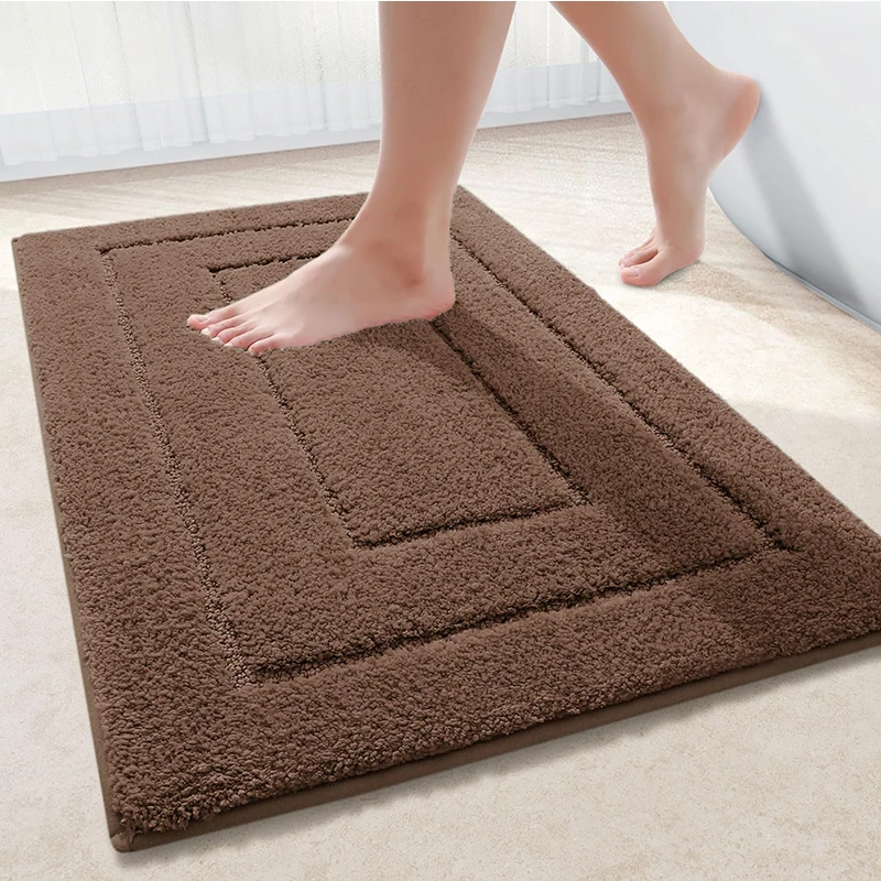 Homaxy Double Frame Velveteen Bathroom Mat Floor Indoor Non Slip Door Dirt Trap Absorbs Water Comfortable