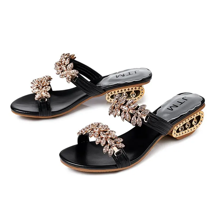 Shoe for Women Sandals Slippers 2023 Summer Beach Platform Rhinestone Outdoor Flip Flops Luxury Mujer