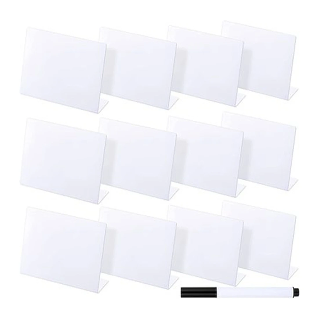 

12 Pack Blank Acrylic Sign Holder Table Card Stands, Acrylic Wedding Party Table Sign Holder with Marking Pen B
