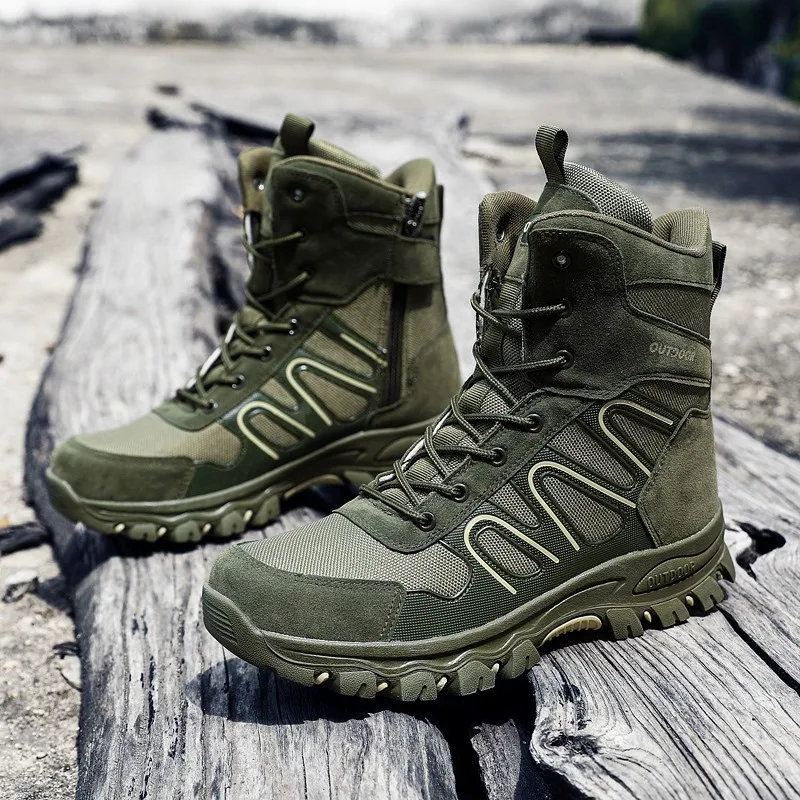 JIEMIAO Men Hiking Shoes Plus Size Military Desert Training Tactical Combat Army Boots Non-Slip Outdoor Mountain Trekking Shoes