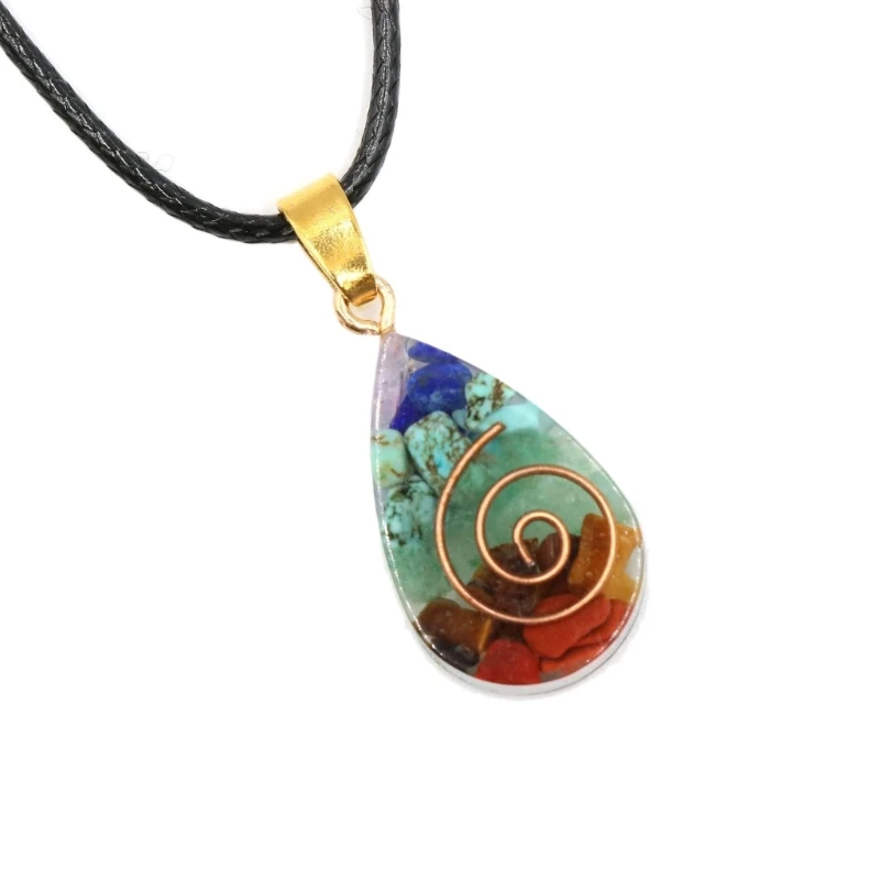 

Handmade Pendant Necklace Simple Water Drop Shaped Pendant Charm Party Jewelry Resin Stone Pendant Necklace Jewelry Dropshipping