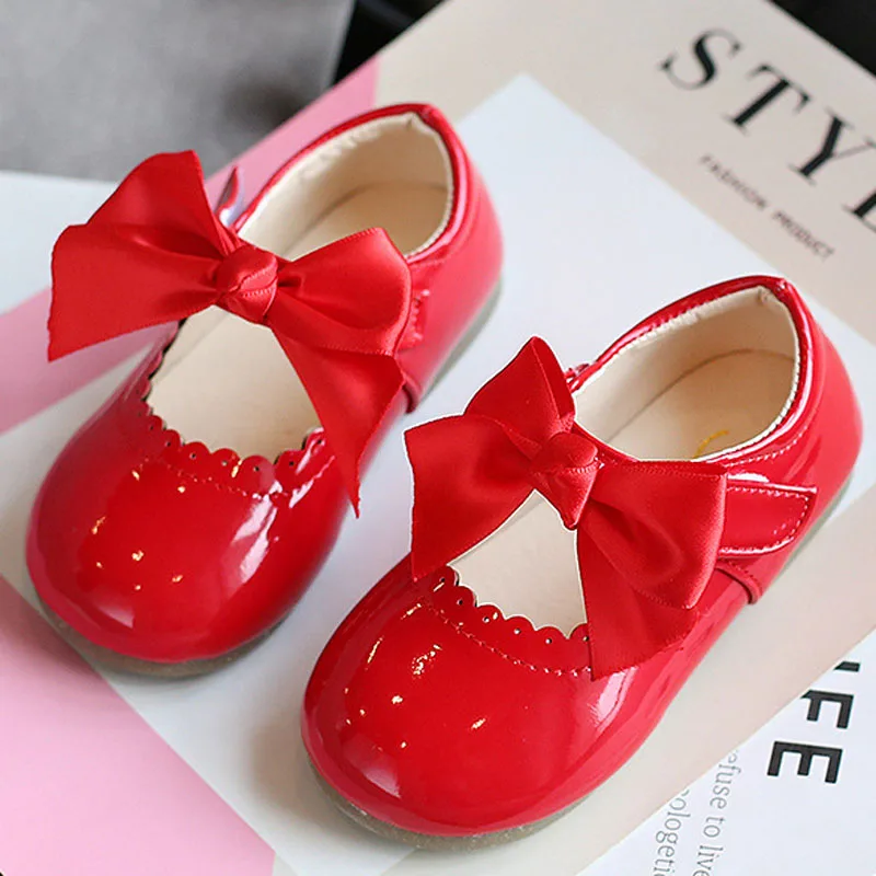 2023 обувь из искусственной кожи для девочек детская с милым бантом новая весенняя