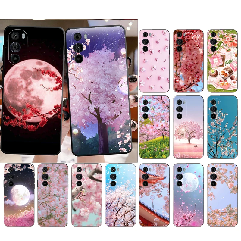 

Case for Moto E22i E22 E32 E40 E20 E7Power E7 E6 Plus Edge X30 20 Lite 20Pro 30 Neo Ultra Fusion Pink blossom Cherry Flower