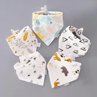 Новые детские нагрудники, треугольные двойные хлопковые нагрудники, Слюнявчики с мультяшным принтом для маленьких мальчиков и девочек, детская хлопковая бандана