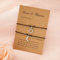 2pcssets sun moon braided bracelets set for couple when you mean so much trendy simple adjustable stainless steel card bracelet