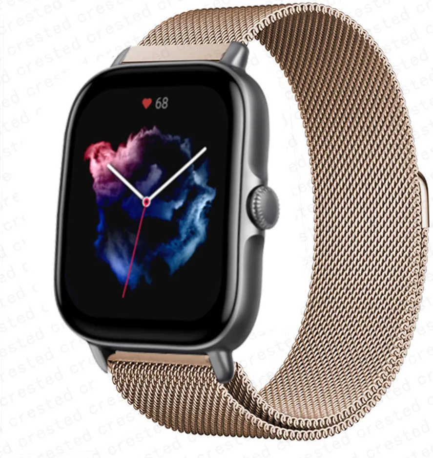 Магнитный ремешок для Amazfit GTS/2/2e/3/GTS2 Mini/GTR 42 мм/47 мм/GTR2/3/Pro stratos металлический