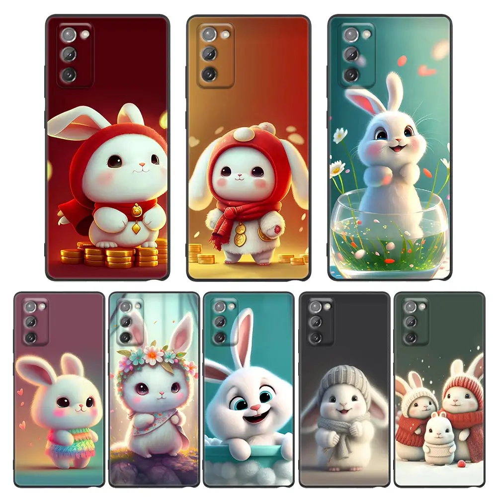 

Case For Samsung NOTE 20 10 9 8 Ultra Lite M32 M31 M30 M30S 5G 2018 J8 J6 Pro Plus Prime Case Capa Funda Cute Bunny Animation