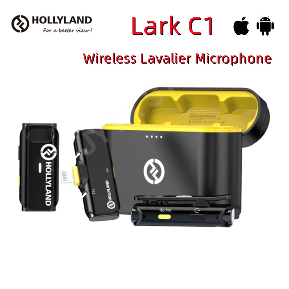 Hollyland Lark C1 MFi Сертифицированный беспроводной петличный микрофон 200 м Диапазон для iPhone Android живая трансляция беспроводной микрофон