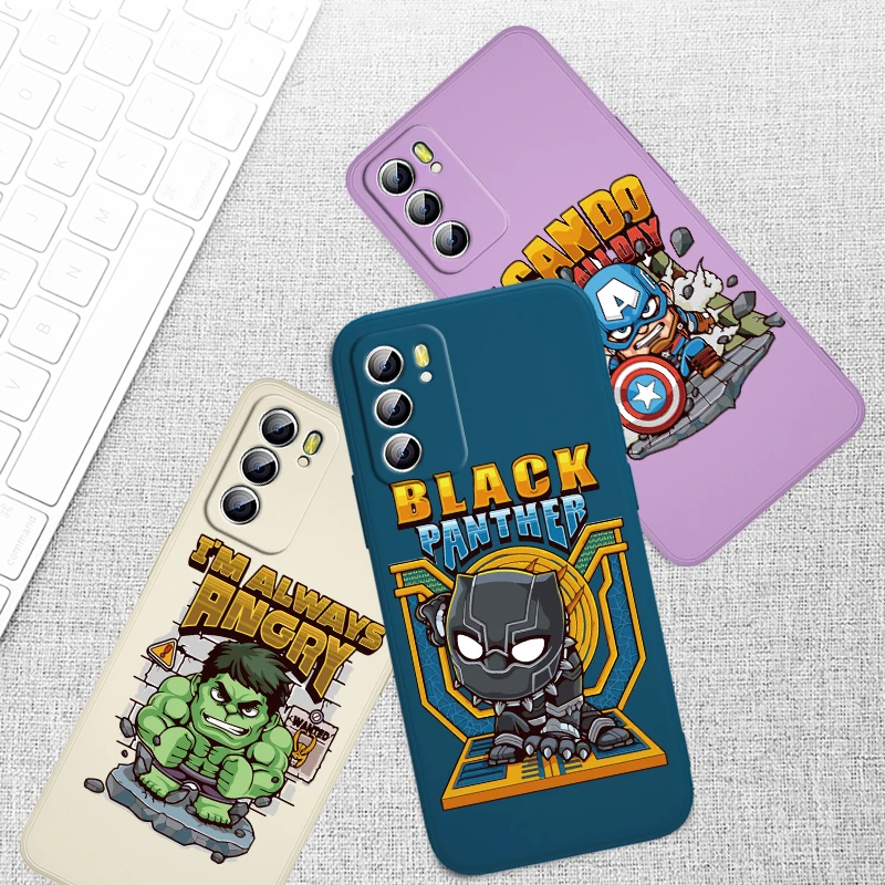 

Marvel Avengers cute hero For OPPO Reno 6 5 4 F 3 Pro Plus 5G 2 Z Liquid Silicone Soft TPU Cover Phone Case Funda Capa