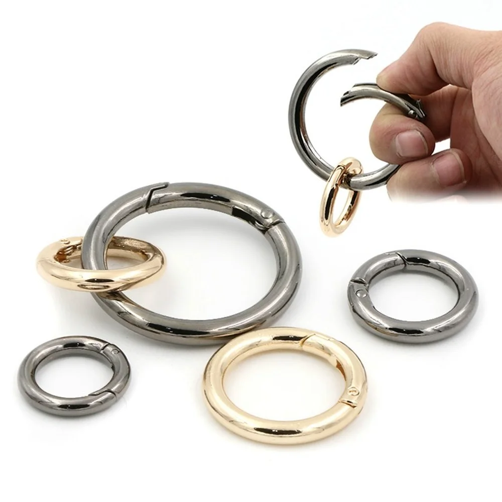 

5pcs O-Ring Buckles Clips Zinc Alloy Plated Gate Spring Carabiner Purses Handbags Round Push Trigger Snap Hooks Carabiner