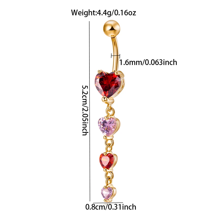 KUNIU 1 шт. модное циркониевое кольцо для живота в форме сердца женское ювелирное