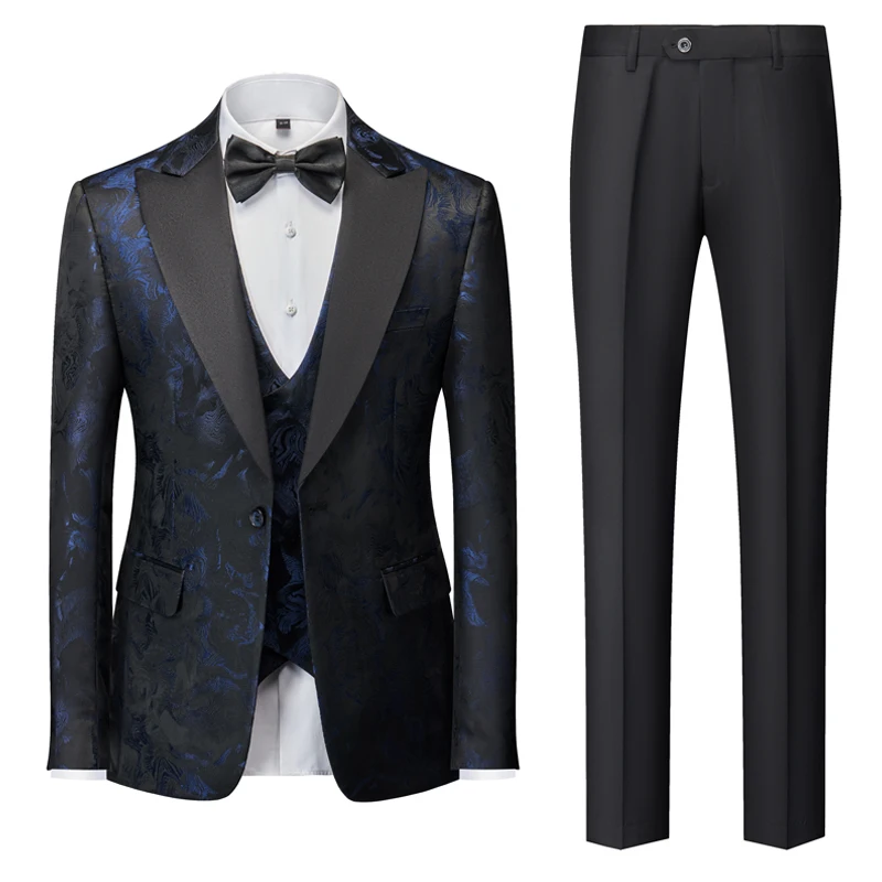 

2023 burst three-piece suit (suit + vest + trousers) Korean version of smart business formal suit suit men's suit suit