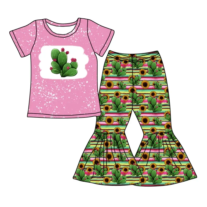 

Новинка, детская одежда, изысканные костюмы для девочек, оптовая продажа, костюмы для девочек с колокольчиками и кактусами, Детские леопардовые костюмы с колокольчиками