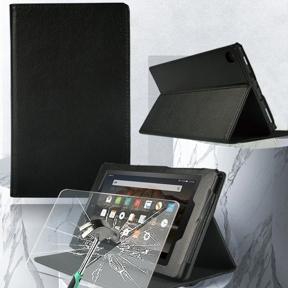 

Для Amazon Fire 7/Kindle Fire HD 8/Kindle Fire HD 8 Plus/Kindle Fire HD 10 из искусственной кожи прикрепляющийся к пыленепроницаемый передний Кронштейн Крышка + закаленна...