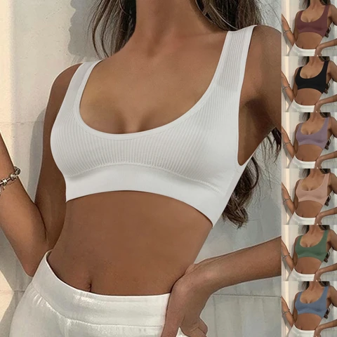 Women Sexy Bra Seamless Tops Beauty Back Bra Wire Free Brassiere Rib Bralette Yoga Fitness Bras Small Breasts Intimates Camisole