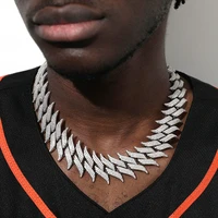 mens spiked necklace 12mm hand chain high quality iced micro pave cubic zirconia miami cuban chain hip hop jewelry gift