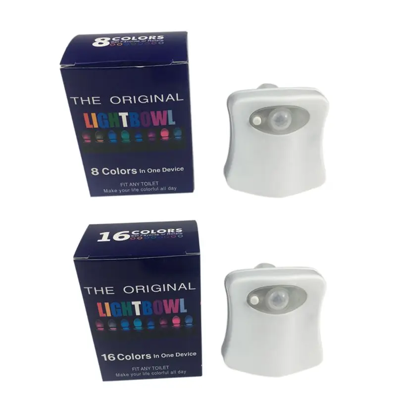 

8/16 Color LED Motion Toilet Bowl Night Light Activated Sensor Bathroom Seat Lamp Safe for Kids