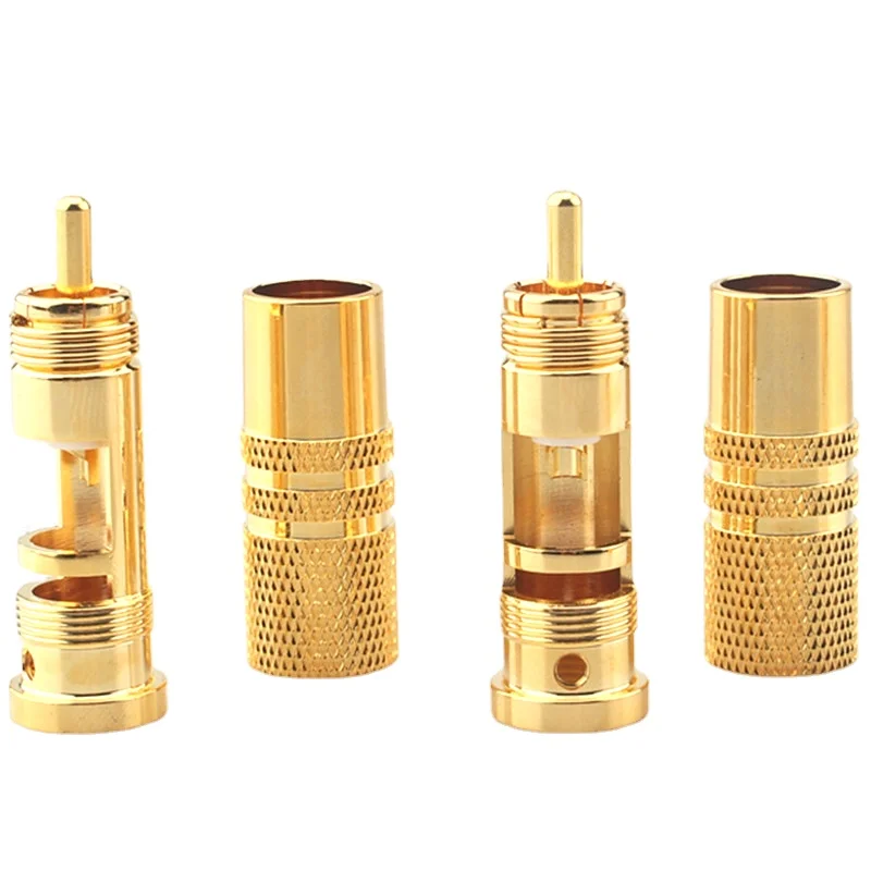 

4Pcs Gold Plated RCA Plug AV HiFi Audio Cable Adapter Lotus Connector for Signal Line