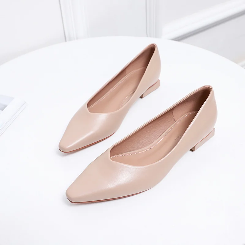 Hot Women Pointed Toe Shallow Flats Woman Ballerina Slip on Moccasins Microfiber Leather Shoes Solid Low Heels Loafers