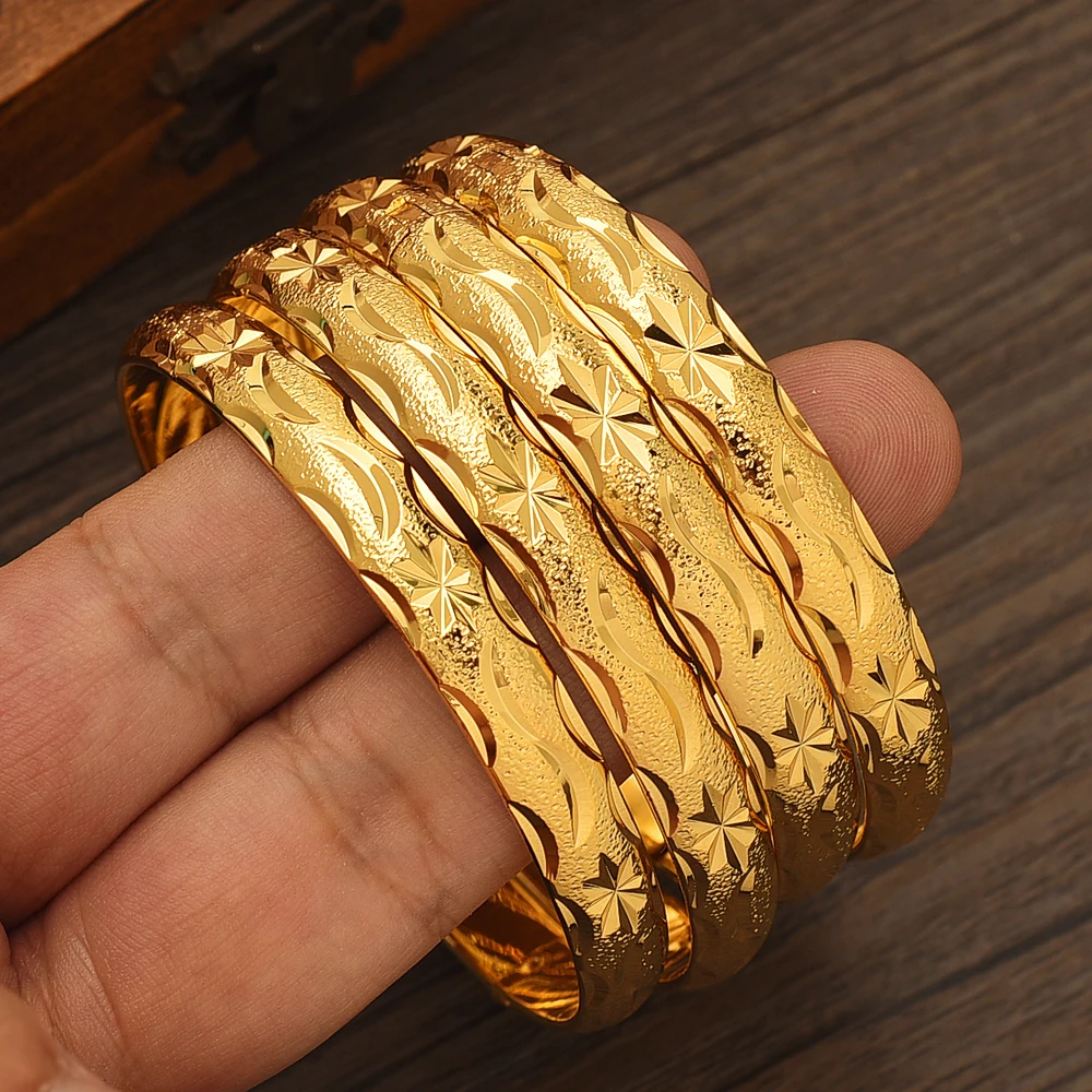 

24K Openable Gold Bangle for Women Dubai Bridal Wedding Ethiopian Bracelet Africa Arab Jewelry Charm Gift