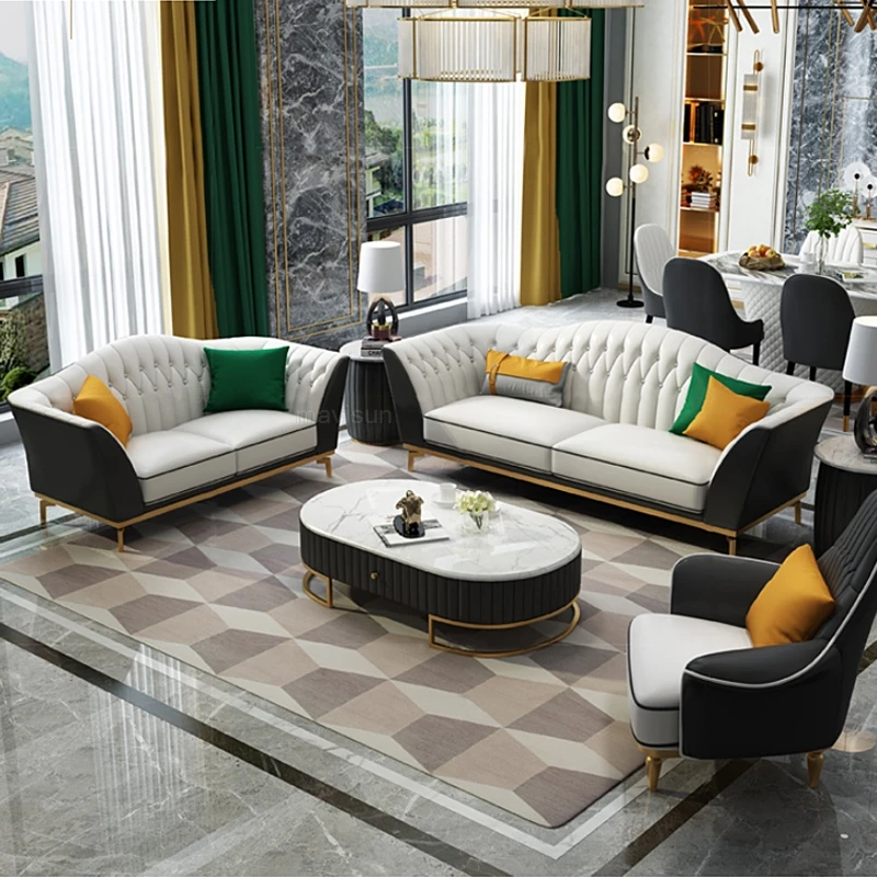 

Новый стиль, искусственный дворец, простой кожаный диван, современный дизайн, модный набор домашней мебели для гостиной
