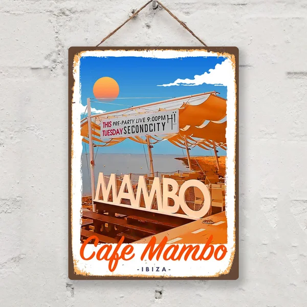 

Ibiza Spain Cafe Mambo Metal Tin Sign Vintage Retro Style Metal Sign Home Room Decor Wall Decor Travel Poster 1