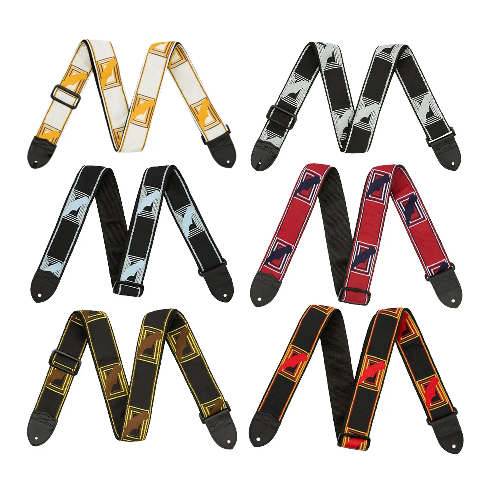 

Регулируемый ремень для гитары, вышитые утолщенные музыкальные аксессуары, широкий плечевой ремень для акустических и электрических гитар, бас