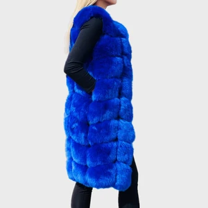 Женское осенне-зимнее пальто 90 см, пальто, пушистый Длинный жилет без рукавов из искусственного меха, плотное пальто из искусственного меха, жакет из меха с двумя карманами
