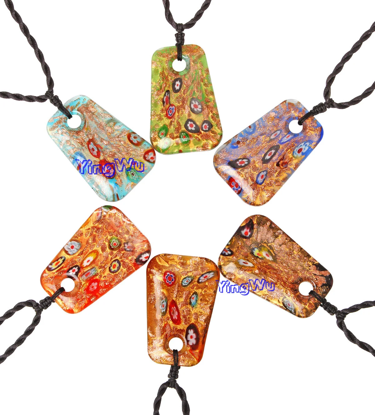 Оптовая продажа 6 шт. красивые ожерелья с квадратным цветком из муранского стекла