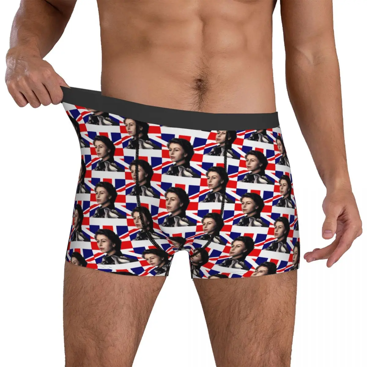 Formal With British Flag Underwear Queen Elizabeth II Design Boxer Shorts High Quality Male Panties Breathable Boxer Brief Gift