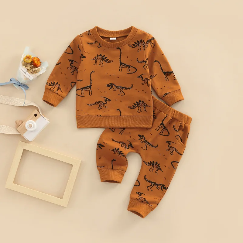 

Baby Clothing Set Dinosaur Print Hoodie and Pants 2 Pcs Boys Clothing Set Infant Hoodie Suit