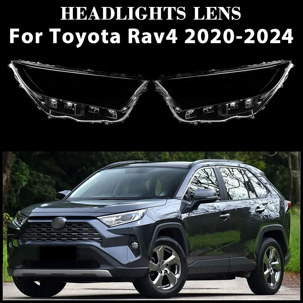 Фото Прозрачный кожух фары (крышка) для Toyota RAV4 2020-2024, оригинальный плафон, набор линз из плексигласа №1