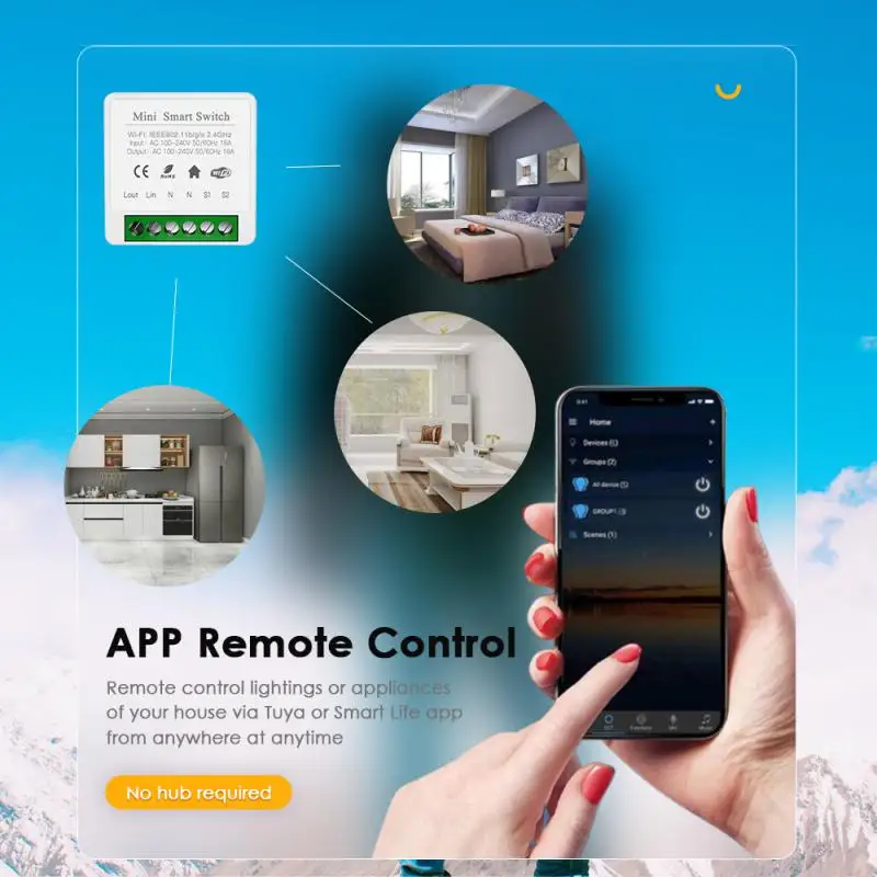1 шт. Мини Wi-Fi переключатель Tuya для самостоятельной сборки 2-полосное реле