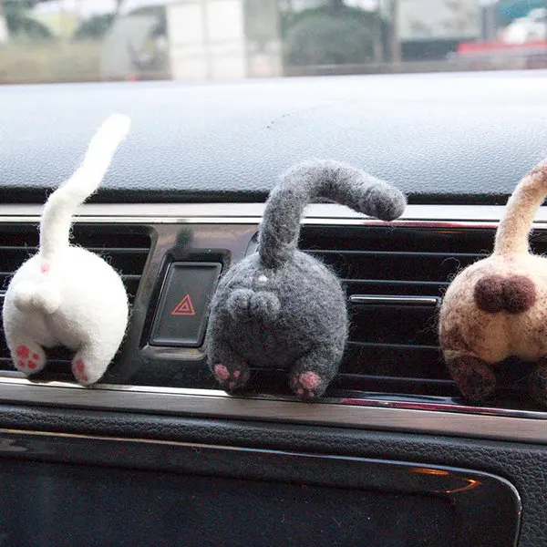 

Creative Car Decoration of Cat butt Cat Animal Wool Felting Handmade Toy Doll Felt Poked DIY Arts Crafts Needlework