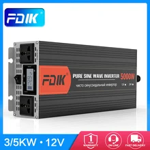Falownik czysta fala sinusoidalna FDIK 12V 220V DC do AC 3000W 5000W wyświetlacz LCD falownik solarny konwerter zasilania do lodówki dla kampera