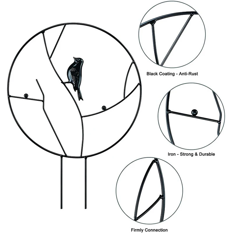 

Metal Iron Round Heart Shaped Garden Plant Support Stake Stand For DIY Potted Climbing Plants Flower Vegetables Vine Rack