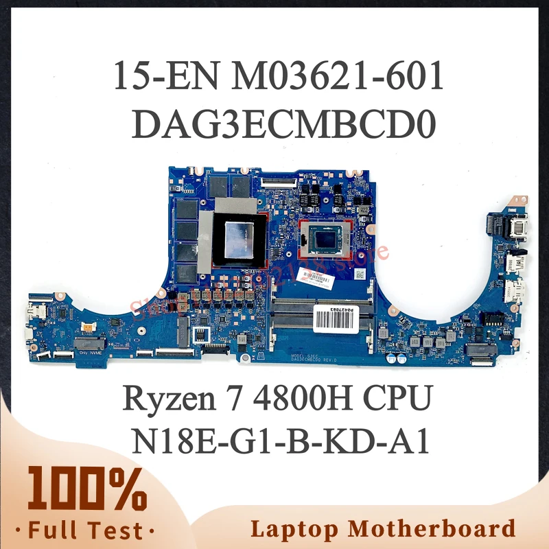 

M03621-601 M03621-501 M03621-001 With Ryzen 7 4800H CPU For HP 15-EN Laptop Motherboard DAG3ECMBCD0 N18E-G1-B-KD-A1 100% Tested