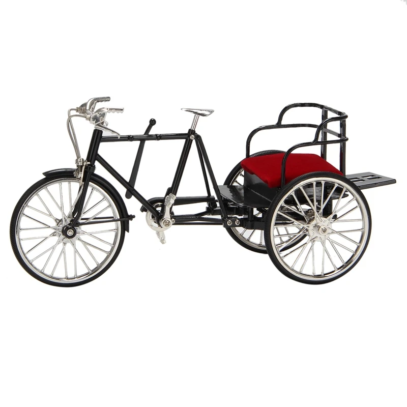 

1/10 High Detailed Tricycle Toy Model With Seat Vintage Style Diecast Vehicle Racing Bike Decor Toy For Home/Cafe/Store