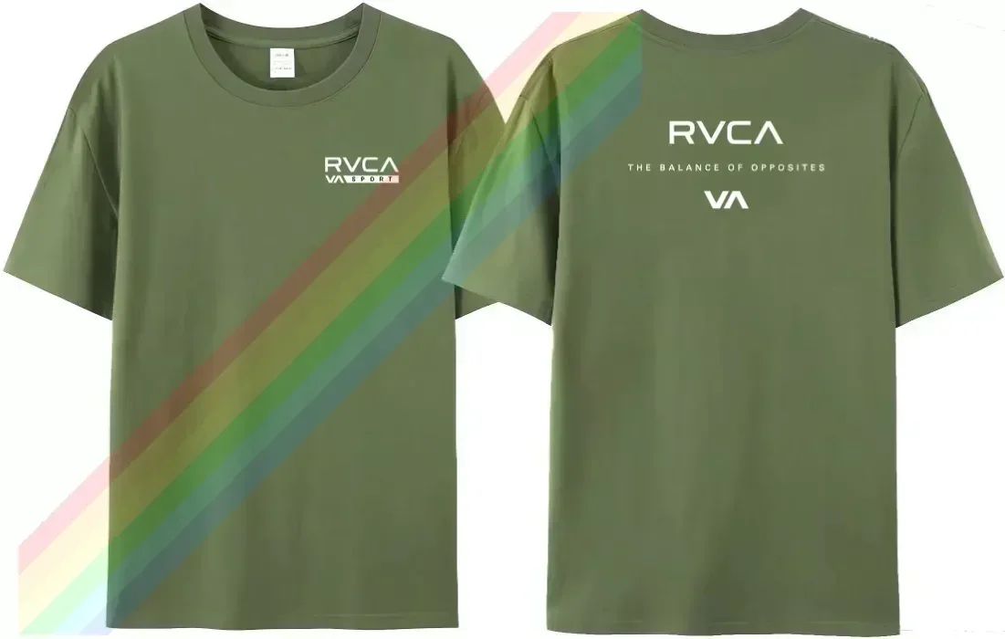 VA Men's Four Seasons THE BALANCE OF OPPOSITEST Shirt RVCA Fashion Casual Women's Letter Harajuku Retro TopNO.1