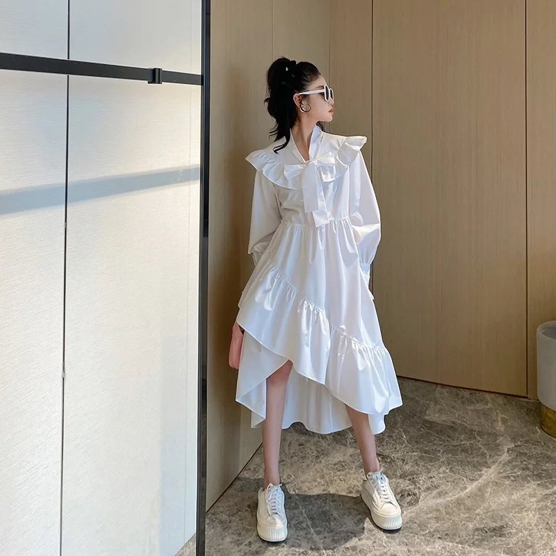 

Xiaojingjia одинаковое французское свободное асимметричное платье средней длины с длинным рукавом модное Королевское Платье для сестры