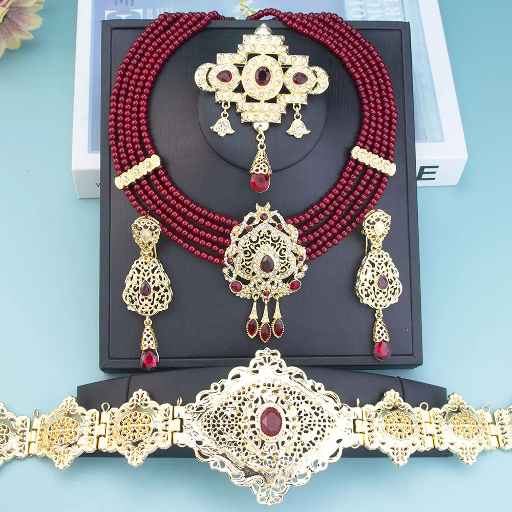 Neovisson марокканские блестящие ювелирные наборы золотого цвета с ремнем кафтан