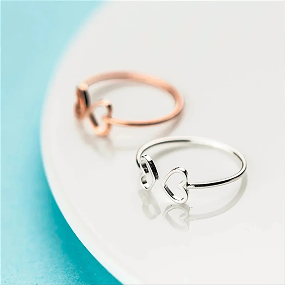 

Exquisite Double Hollow Heart Ring Stainless Steel Open Ring for Women Charm Femme Engagement Wedding Jewelry Christmas Gifts