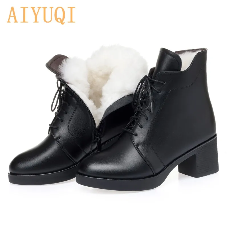 

AIYUQI Women Winter Boots Genuine Leather 2022 New Women Booties Ankle Boots Lace-up Large Size Ladies Martin Boots