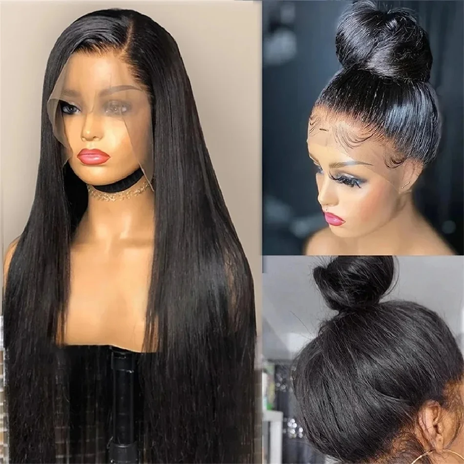 4x6 Glueless Wigs human hair Bone Straight 360 Lace Frontal Wig Human Hair PreCut PrePlucked ready to go wig For Women