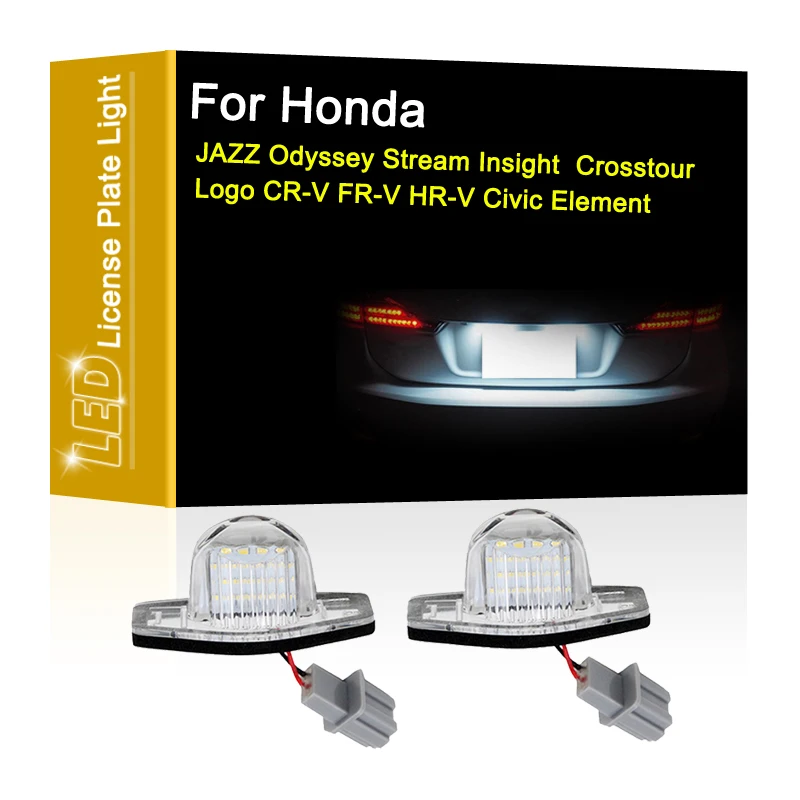 

12V LED License Number Plate Light Assembly For Honda JAZZ Odyssey Stream Insight Logo Crosstour CR-V FR-V HR-V Civic Element