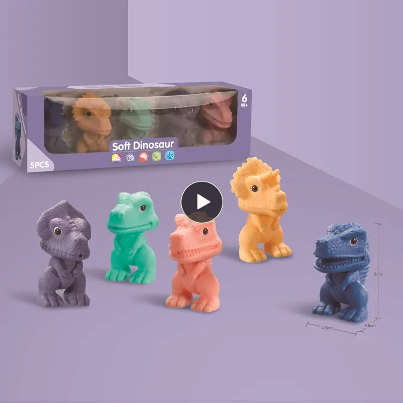 

Stacking Toys Infant Cartoon Early Education Sorting Cognition Soft Rainbow Circle Dinosaur Children's Toddler Toys Gift For Kid