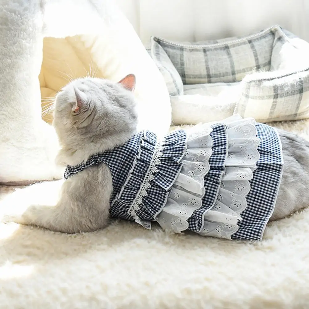 

Хлопковая юбка с изящной текстурой для щенка, платье принцессы в виде кошки, украшение на весну