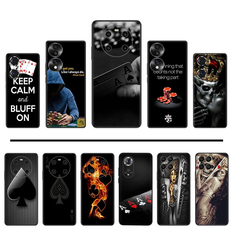 

Silicone Phone Case for Huawei Honor X40 Play 6T 6C 9A 50 X9 X6 X7 X8 Magic4 60 70 Pro 8X 20 30i Poker ACE Skull Soft Back Cover